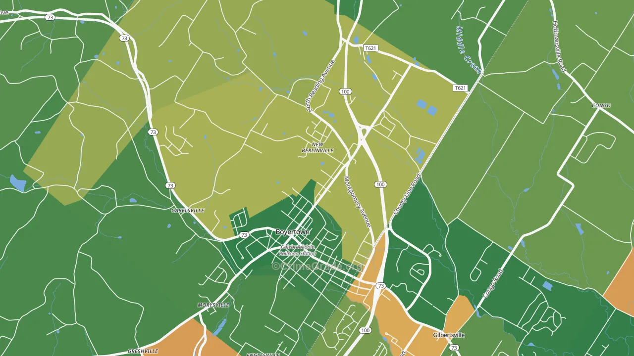 New Berlinville, PA Map of Burglary Rates