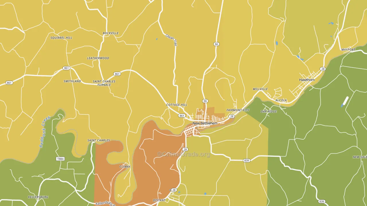 New Bethlehem, PA Map of Burglary Rates