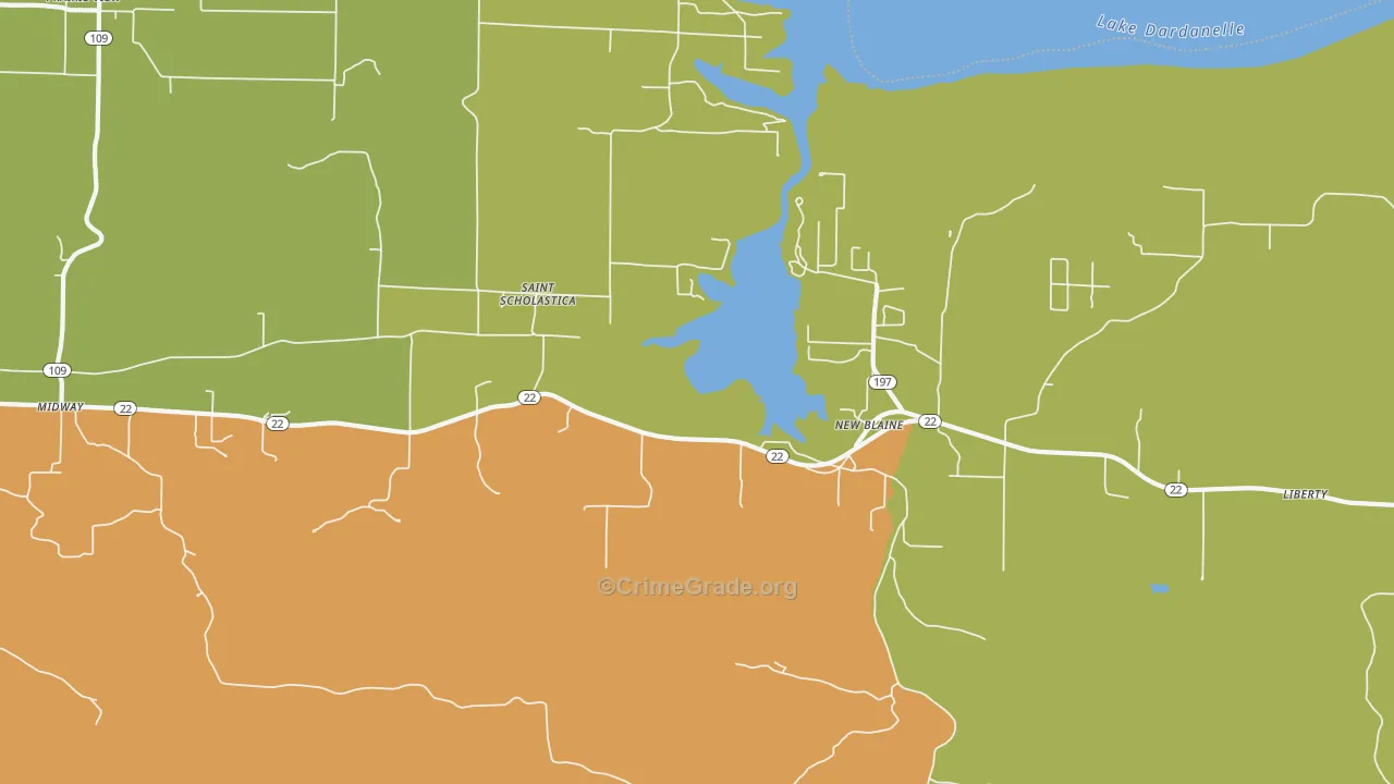 New Blaine, AR Map of Burglary Rates