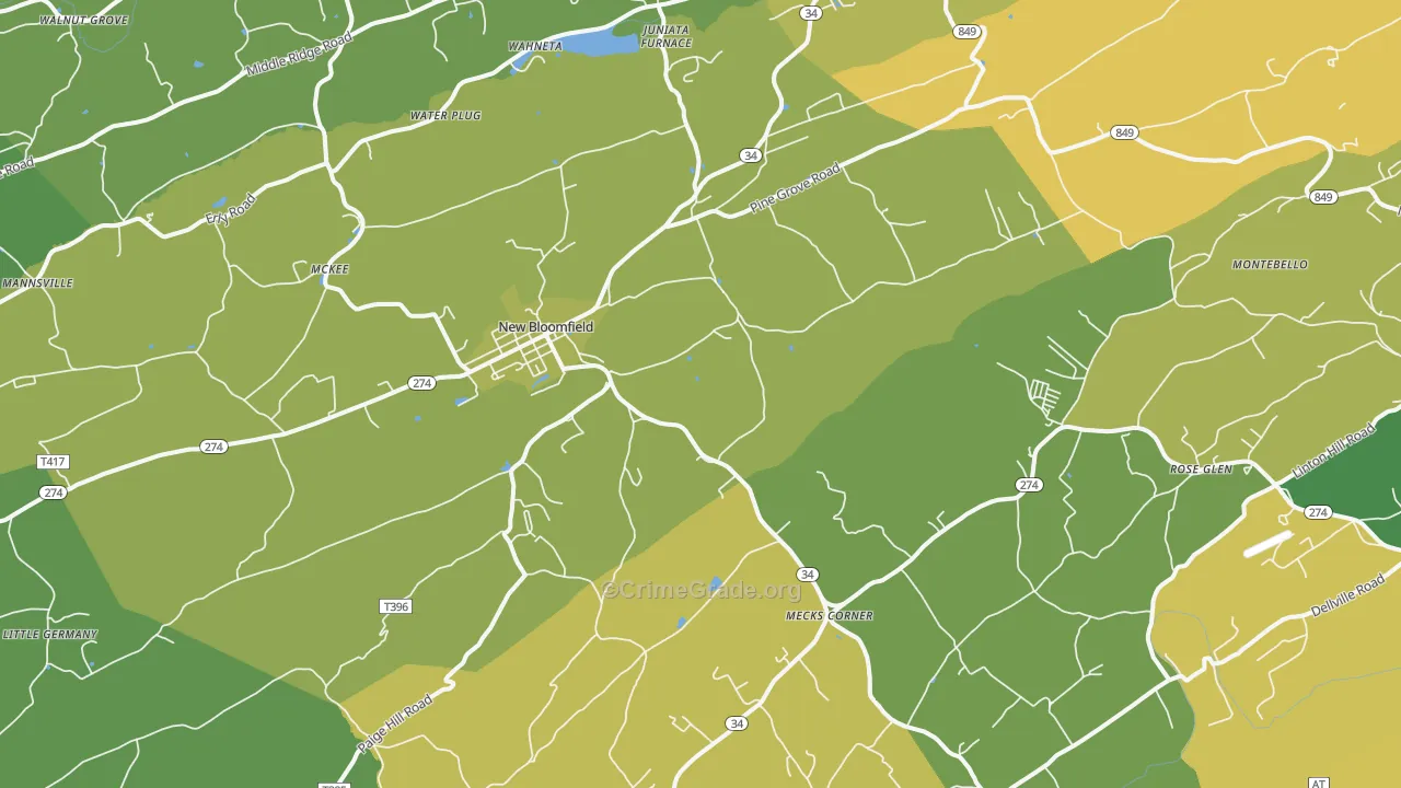 New Bloomfield, PA Map of Burglary Rates