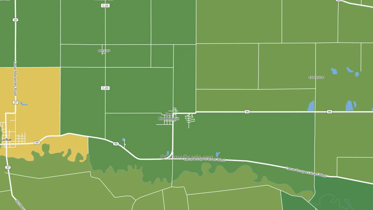 New Bloomington, OH Map of Burglary Rates