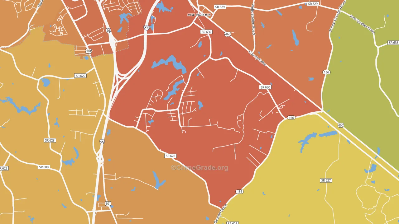 New Bohemia, VA Map of Burglary Rates