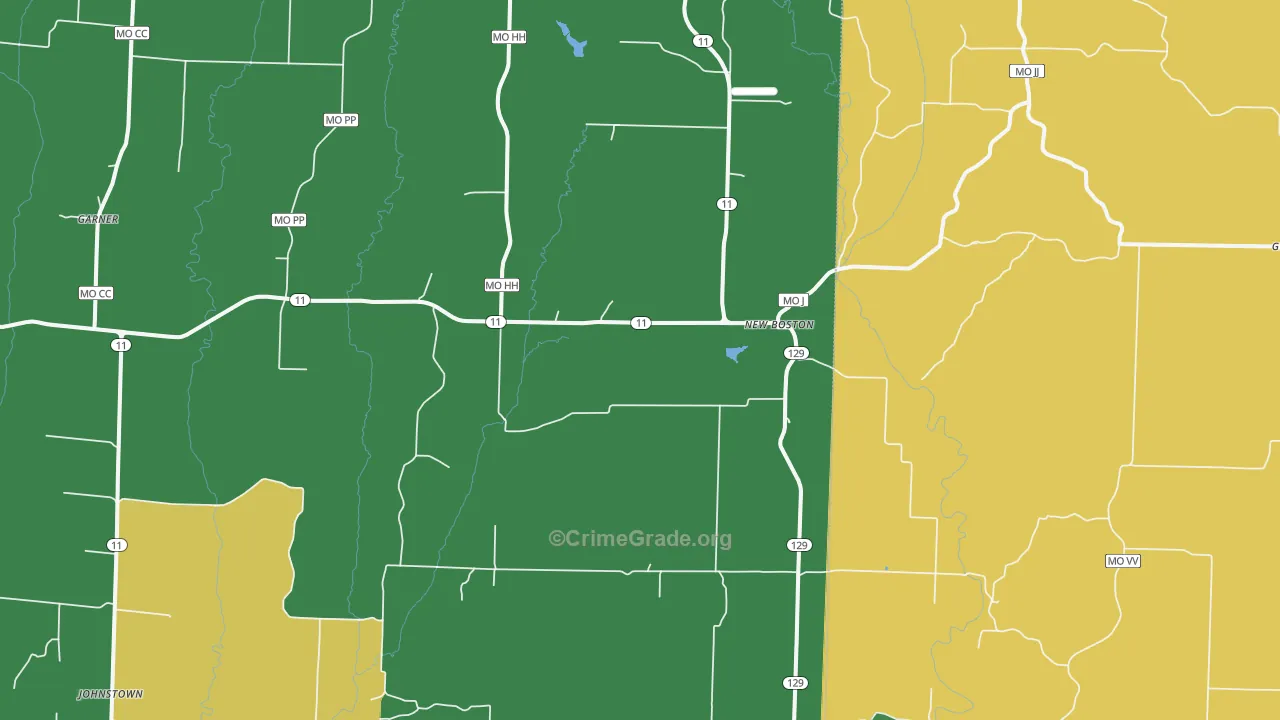New Boston, MO Map of Burglary Rates