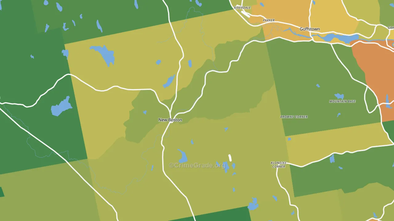New Boston, NH Map of Burglary Rates