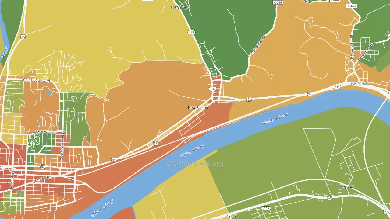New Boston, OH Map of Burglary Rates