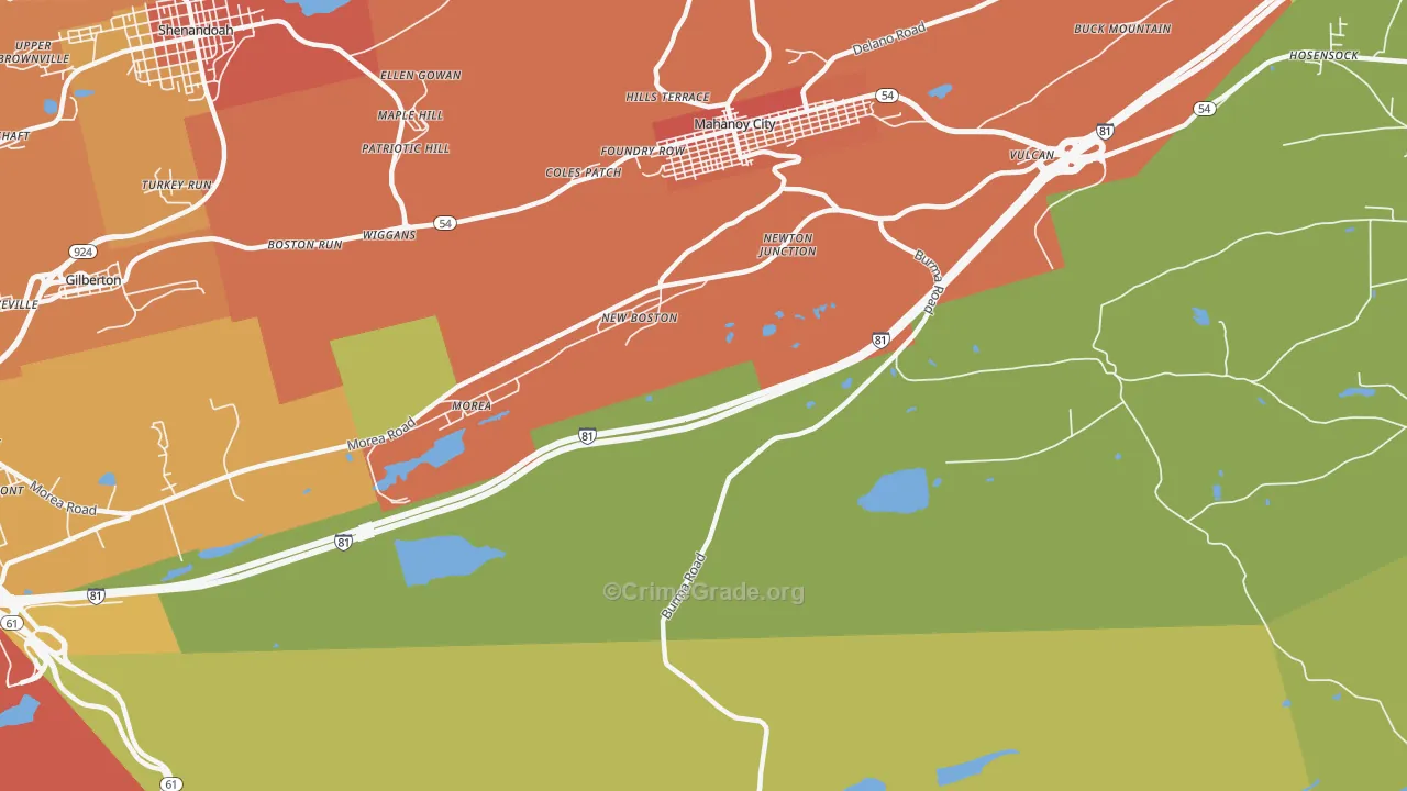 New Boston, PA Map of Burglary Rates