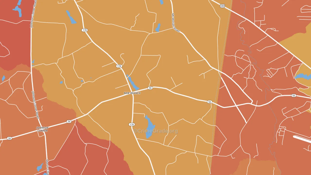 New Branch, GA Map of Burglary Rates