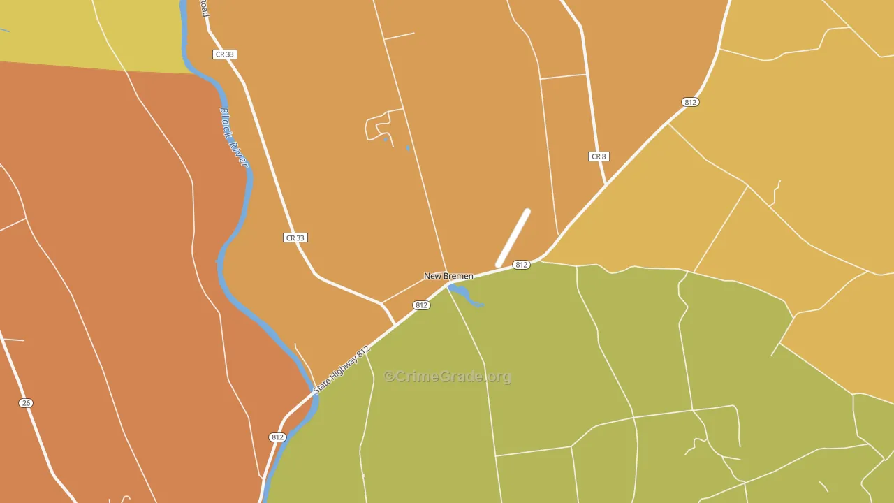New Bremen, NY Map of Burglary Rates