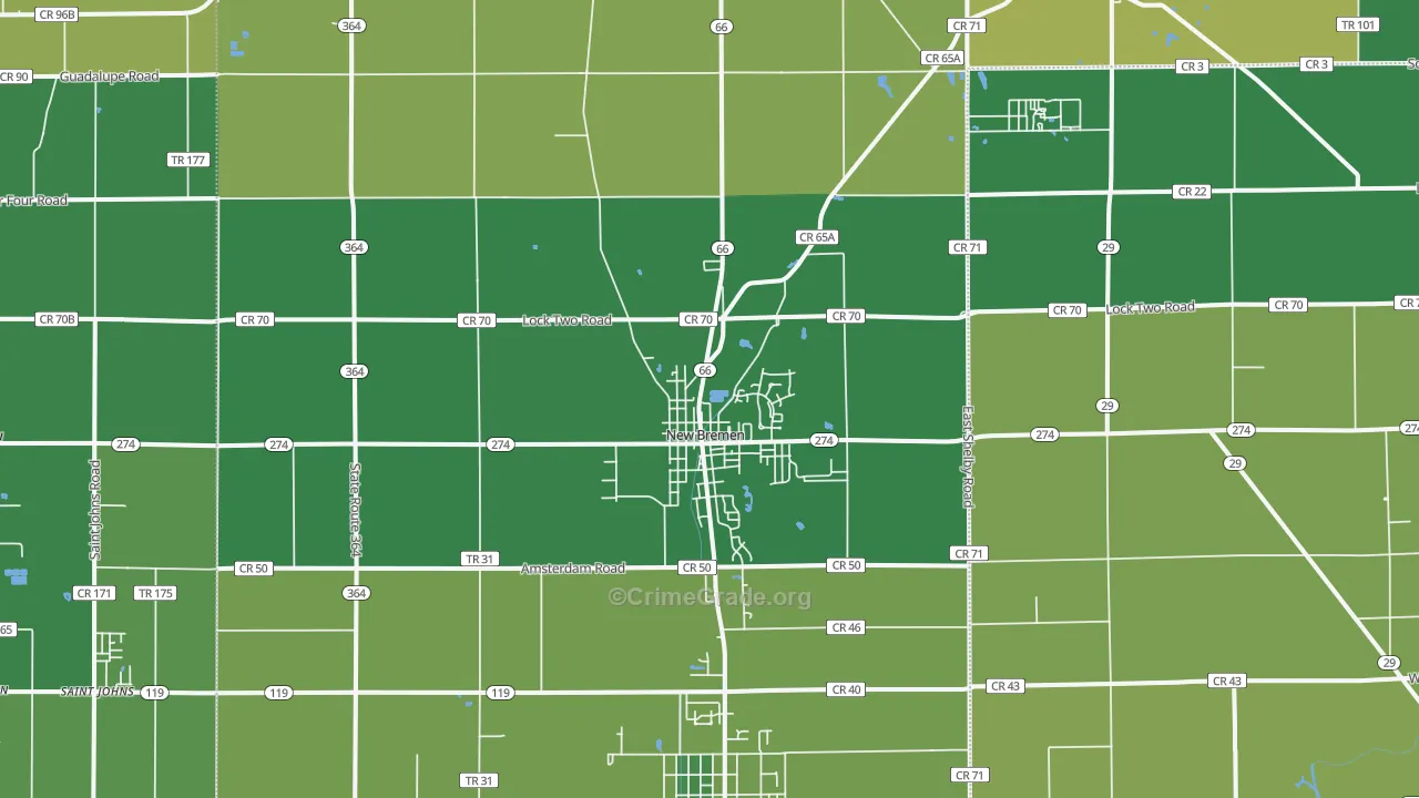 New Bremen, OH Map of Burglary Rates