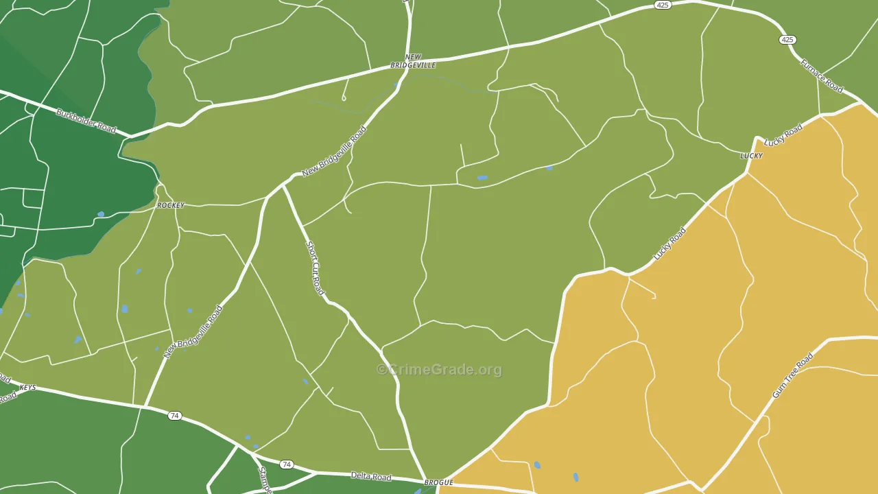 New Bridgeville, PA Map of Burglary Rates