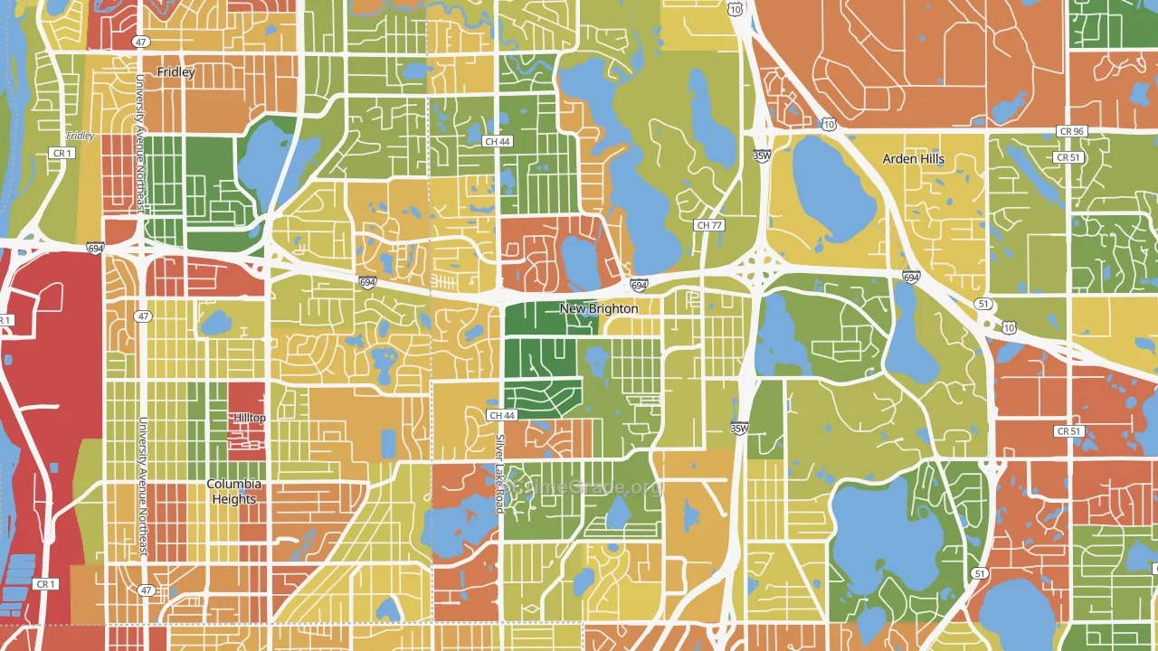 New Brighton, MN Map of Burglary Rates