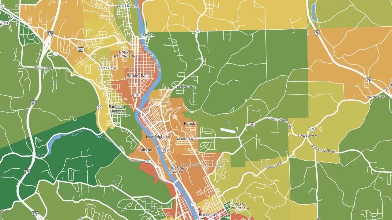 New Brighton, PA Map of Burglary Rates