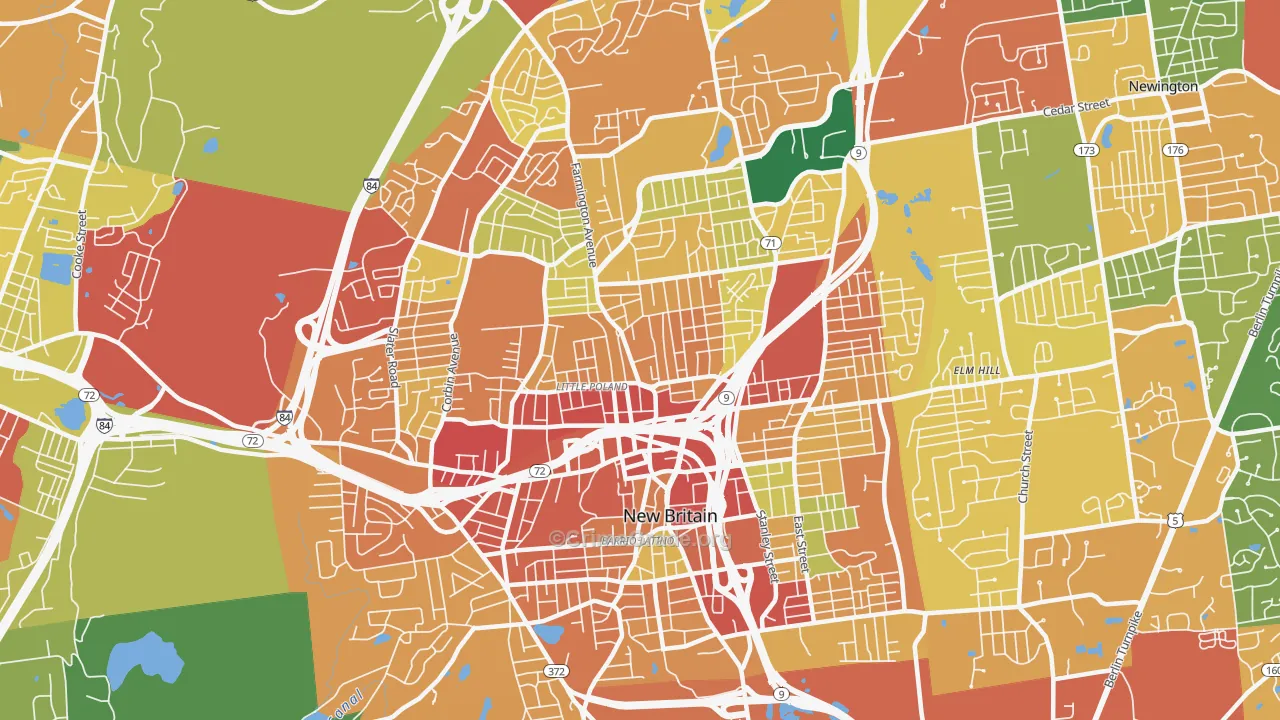 New Britain, CT Map of Burglary Rates