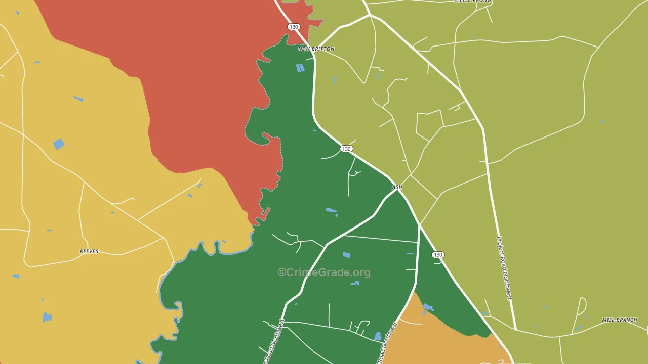 New Britton, NC Map of Burglary Rates