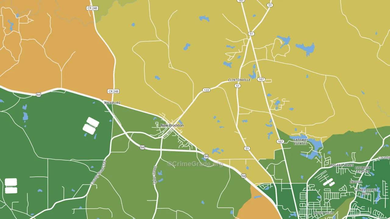 New Brockton, AL Map of Burglary Rates