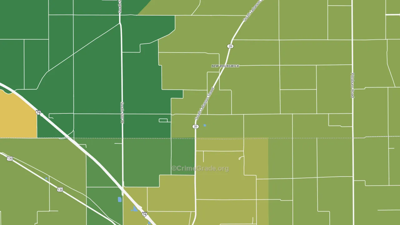 New Brunswick, IN Map of Burglary Rates