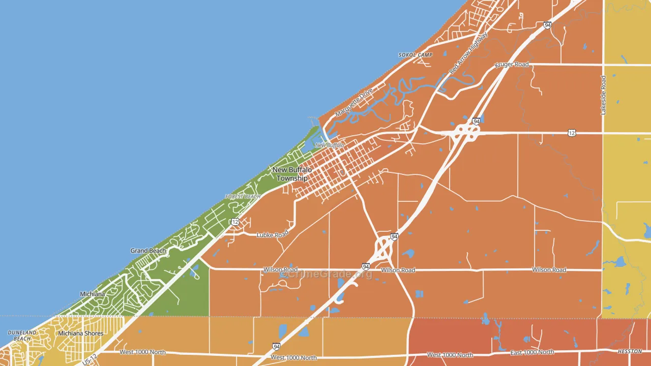 New Buffalo, MI Map of Burglary Rates