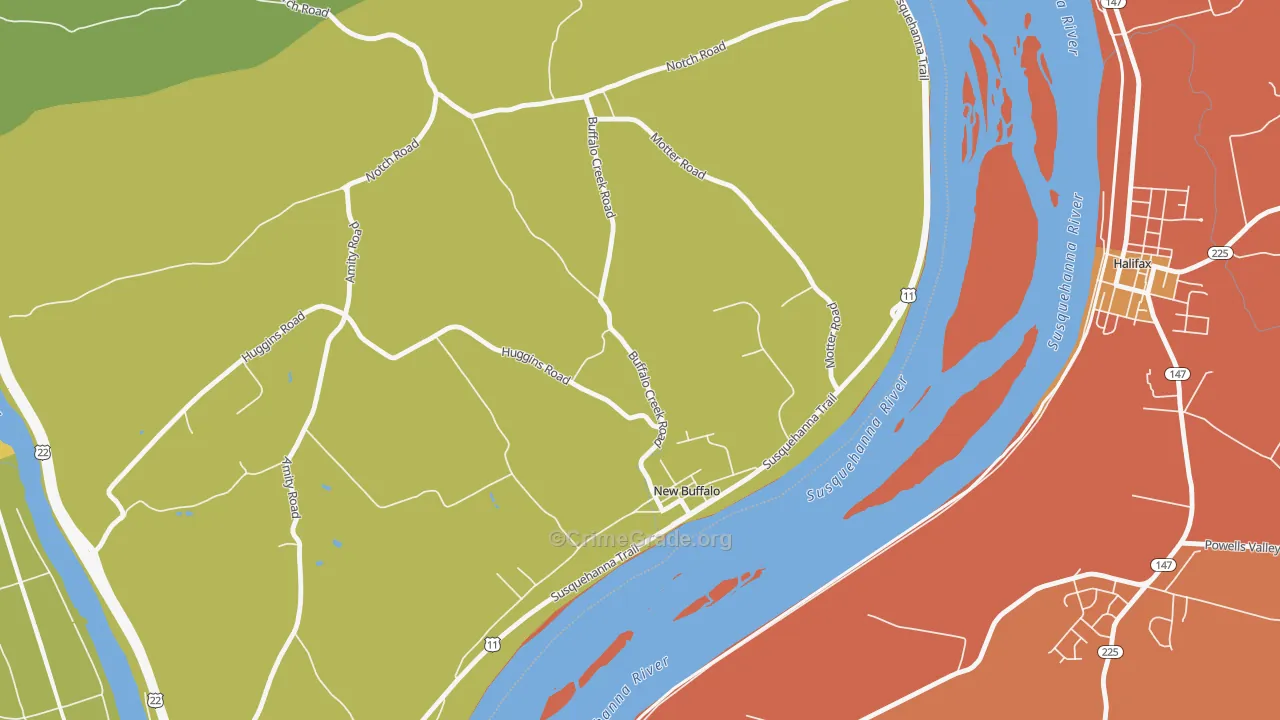 New Buffalo, PA Map of Burglary Rates