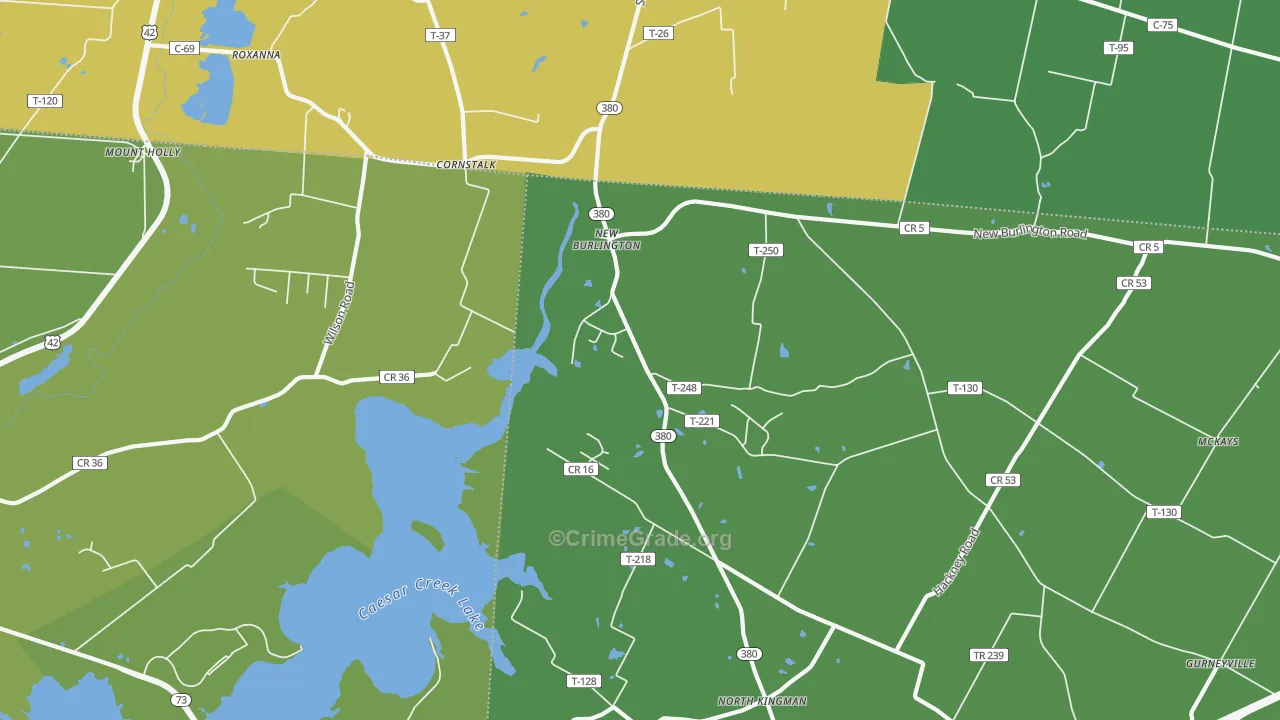 New Burlington, OH Map of Burglary Rates