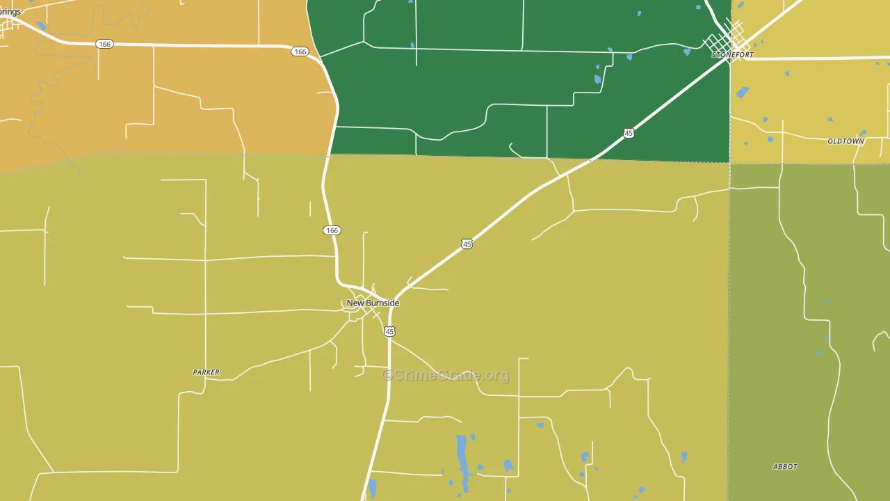 New Burnside, IL Map of Burglary Rates