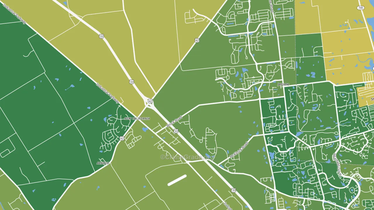 New California, OH Map of Burglary Rates