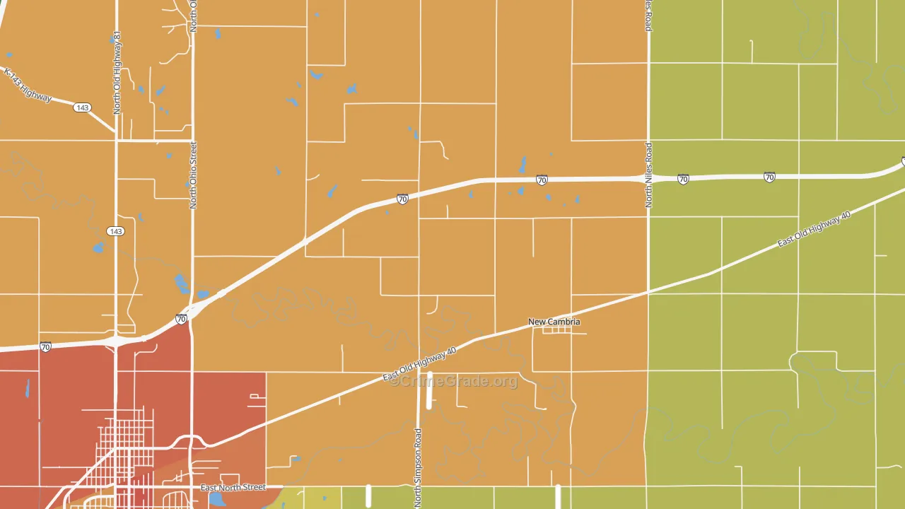 New Cambria, KS Map of Burglary Rates