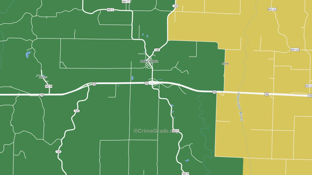 New Cambria, MO Map of Burglary Rates