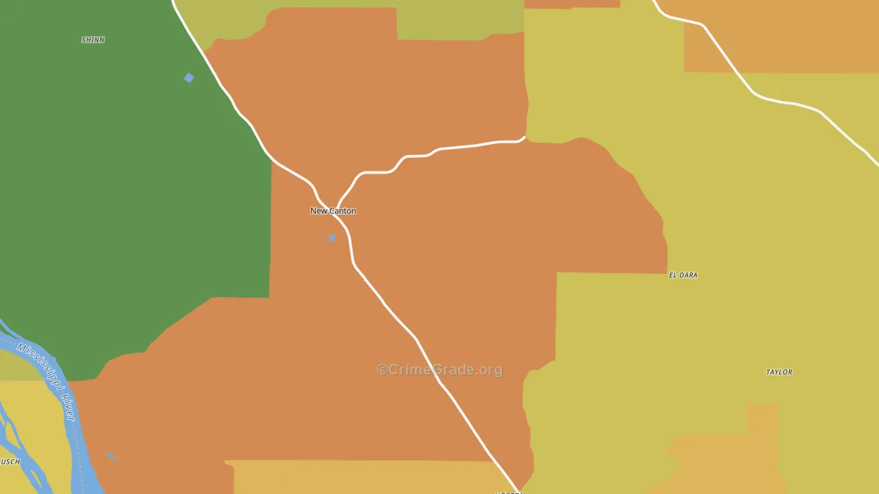New Canton, IL Map of Burglary Rates