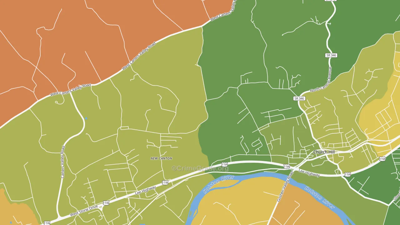 New Canton, TN Map of Burglary Rates