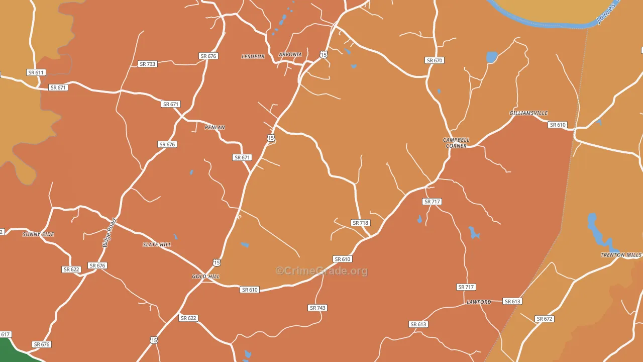 New Canton, VA Map of Burglary Rates