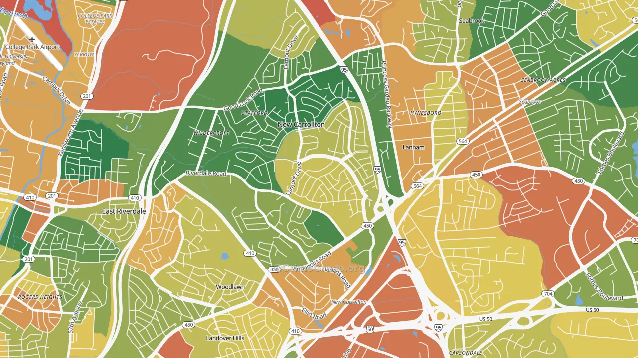 New Carrollton, MD Map of Burglary Rates