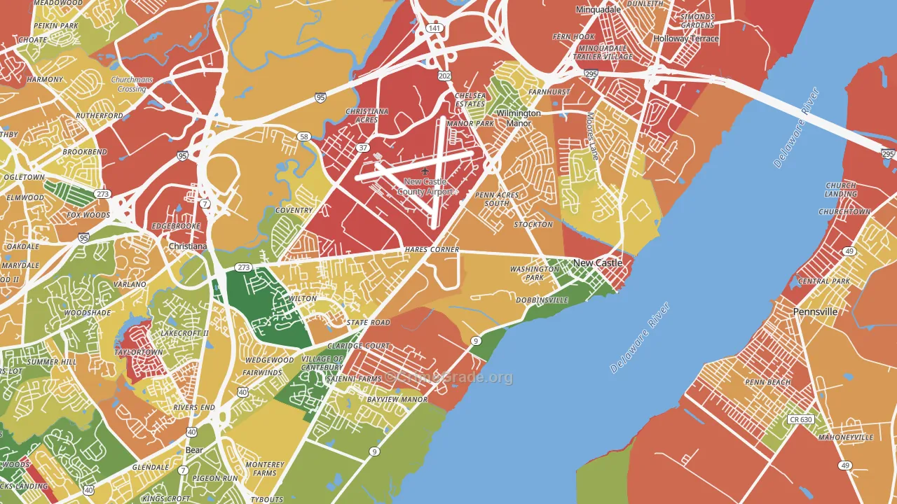 New Castle, DE Map of Burglary Rates