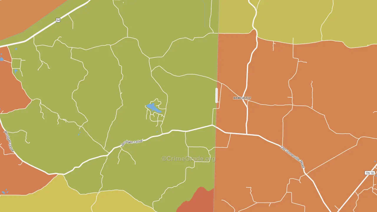 New Castle, TN Map of Burglary Rates