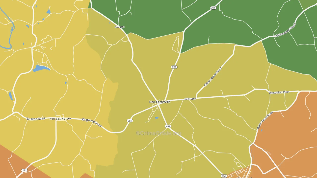 New Centerville, PA Map of Burglary Rates