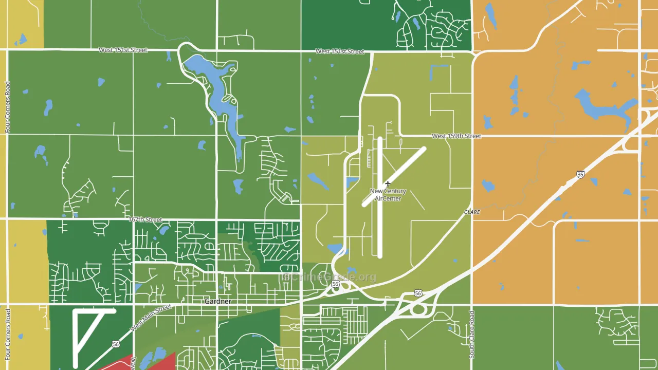 New Century, KS Map of Burglary Rates