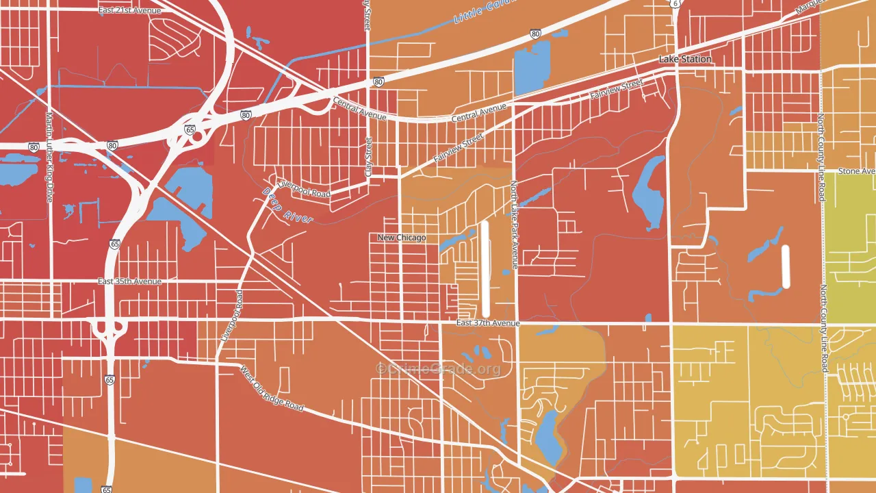 New Chicago, IN Map of Burglary Rates