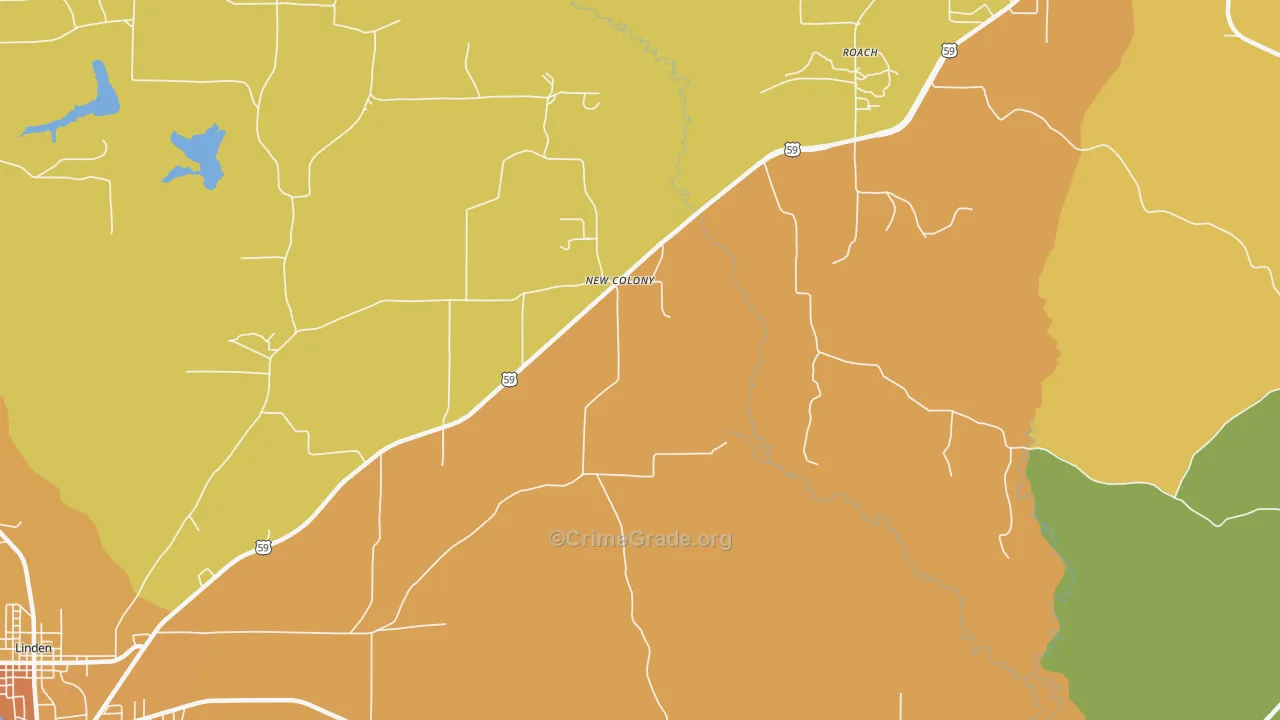 New Colony, TX Map of Burglary Rates