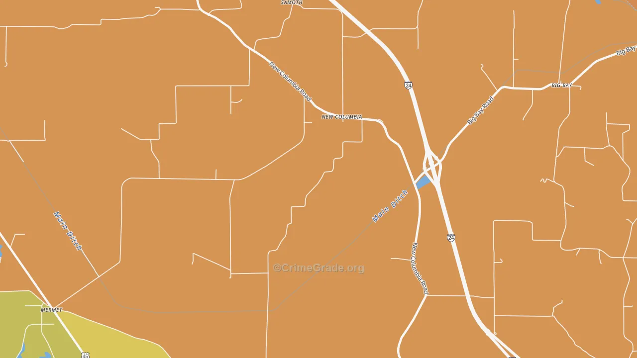 New Columbia, IL Map of Burglary Rates