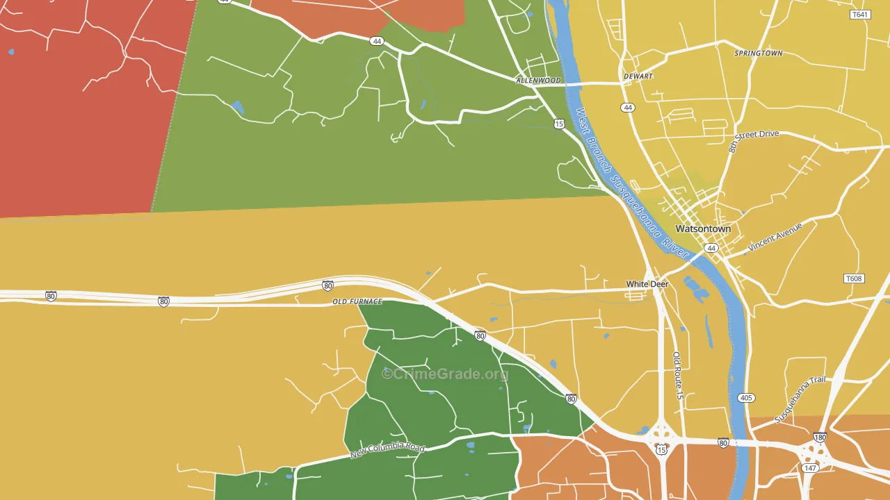 New Columbia, PA Map of Burglary Rates