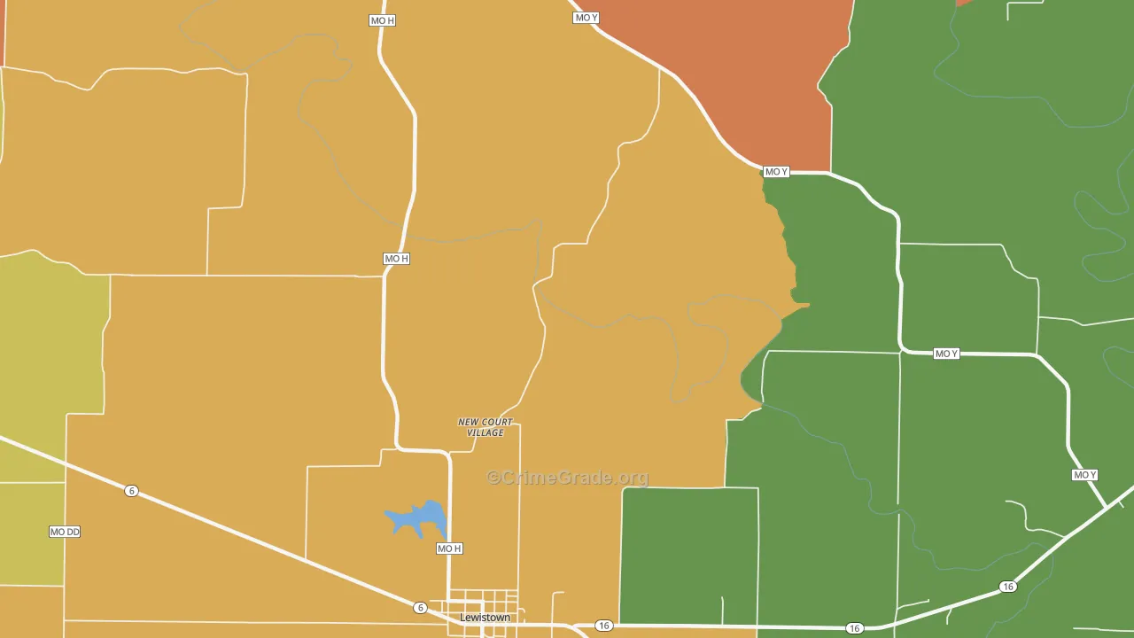 New Court Village, MO Map of Burglary Rates
