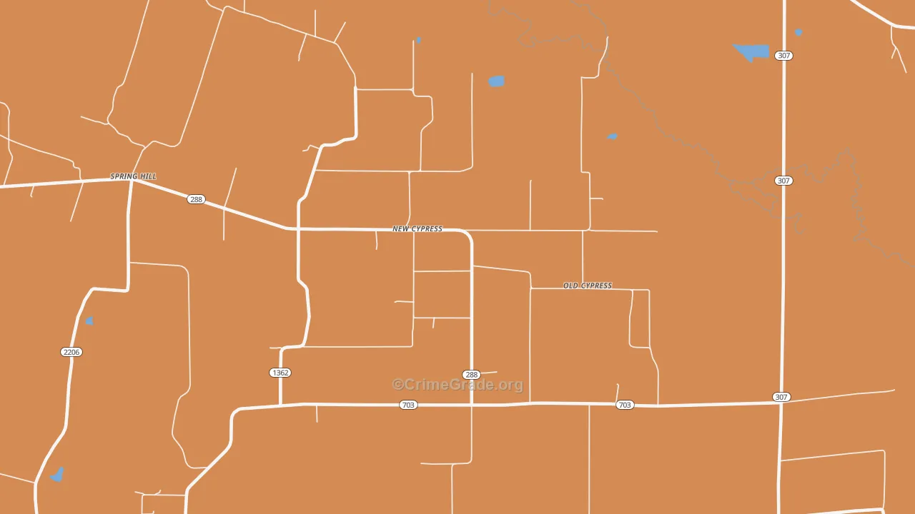New Cypress, KY Map of Burglary Rates
