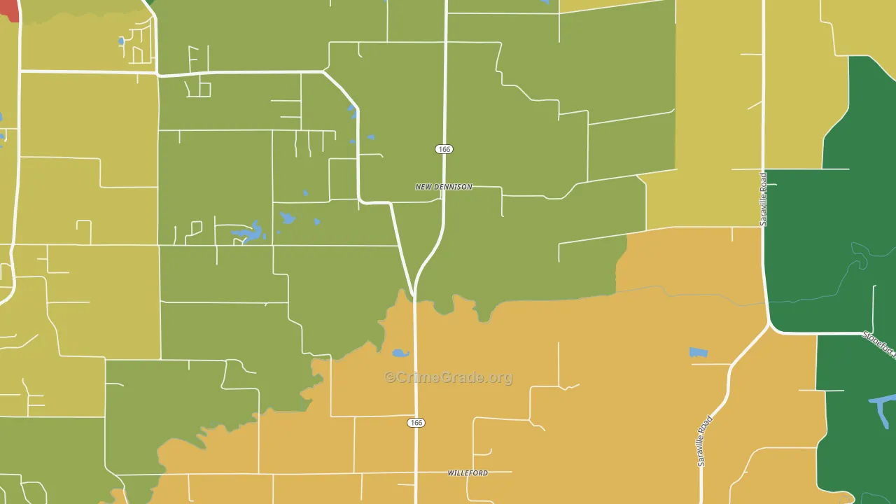 New Dennison, IL Map of Burglary Rates