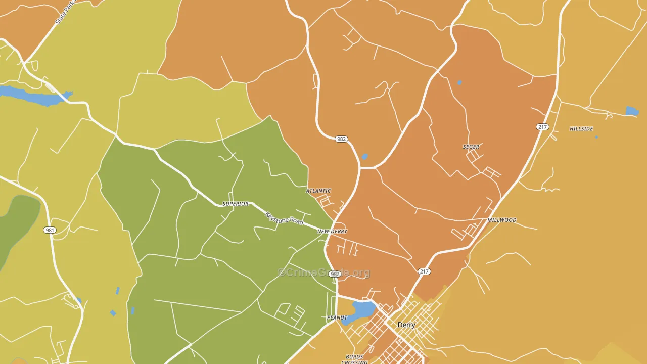 New Derry, PA Map of Burglary Rates