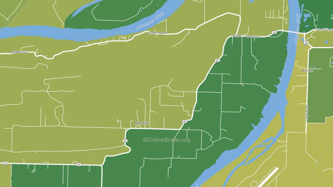 New Dixie, AR Map of Burglary Rates