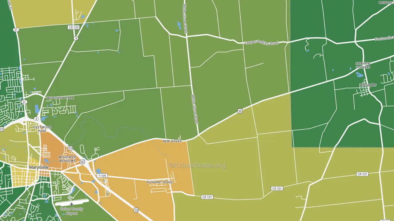 New Dover, OH Map of Burglary Rates