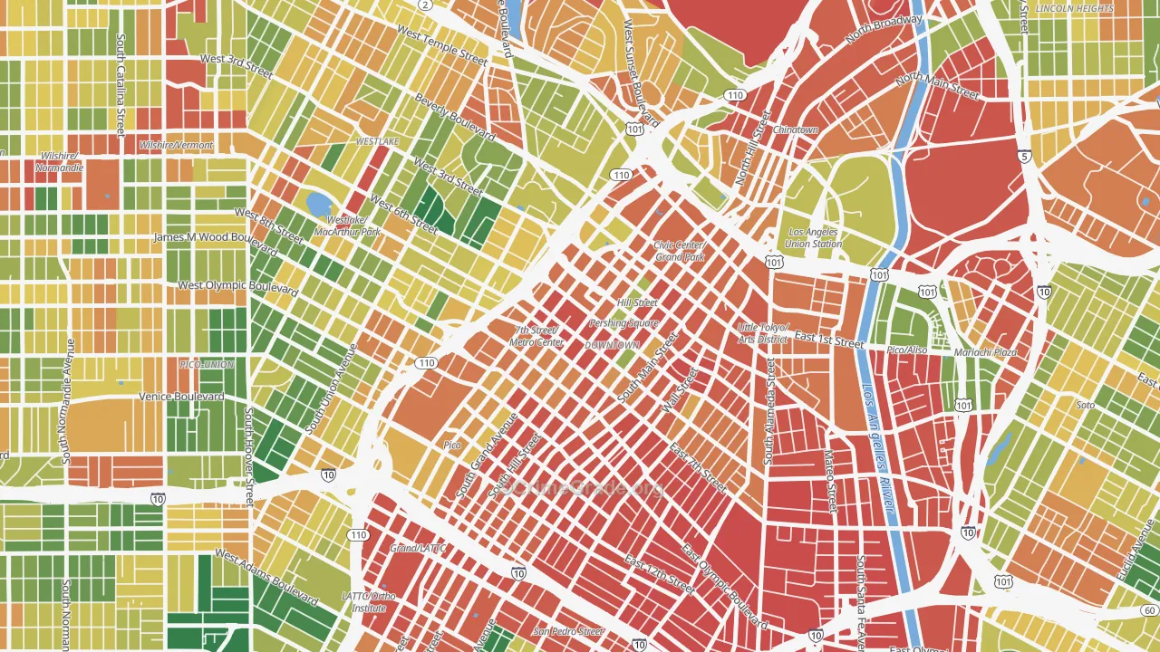 New Downtown, Los Angeles, CA Map of Burglary Rates