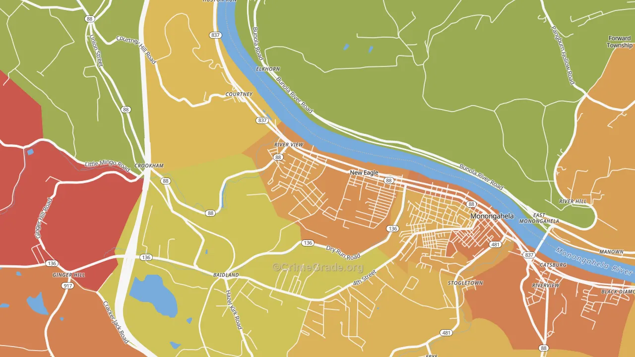 New Eagle, PA Map of Burglary Rates