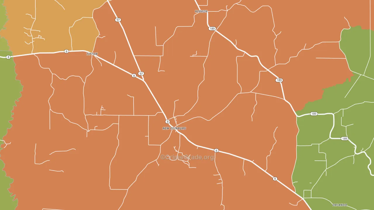 New Edinburg, AR Map of Burglary Rates