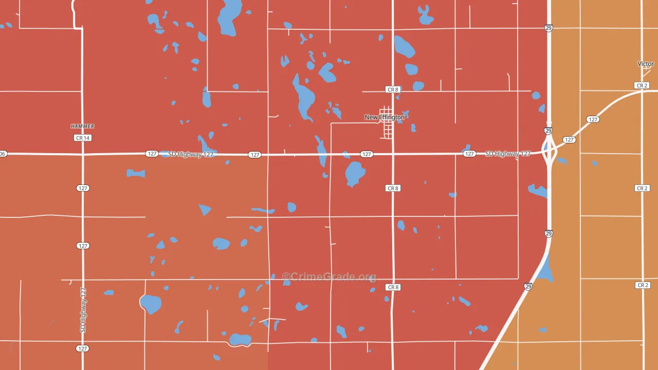 New Effington, SD Map of Burglary Rates