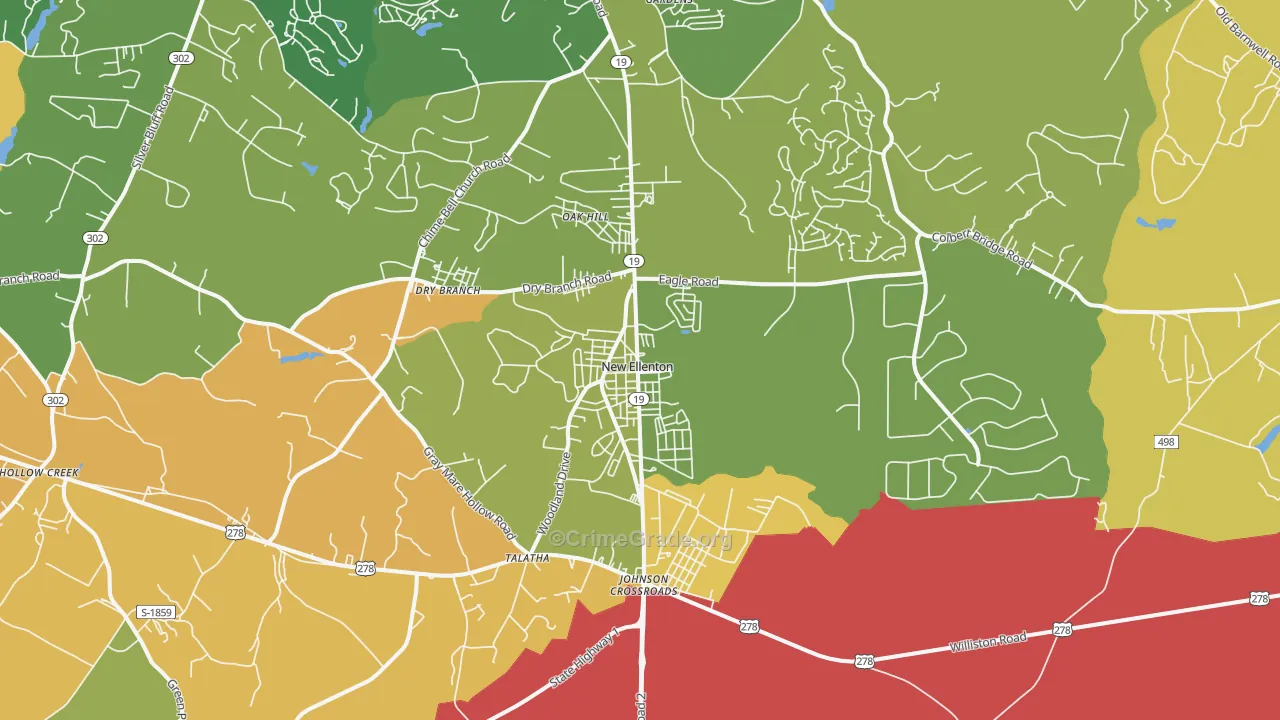 New Ellenton, SC Map of Burglary Rates